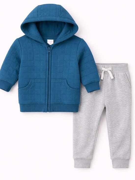 Carter's Other - NWT Carter’s 6M Baby Boy 2-Piece Outfit Teal Hoodie & Gray Jogger Pants Set